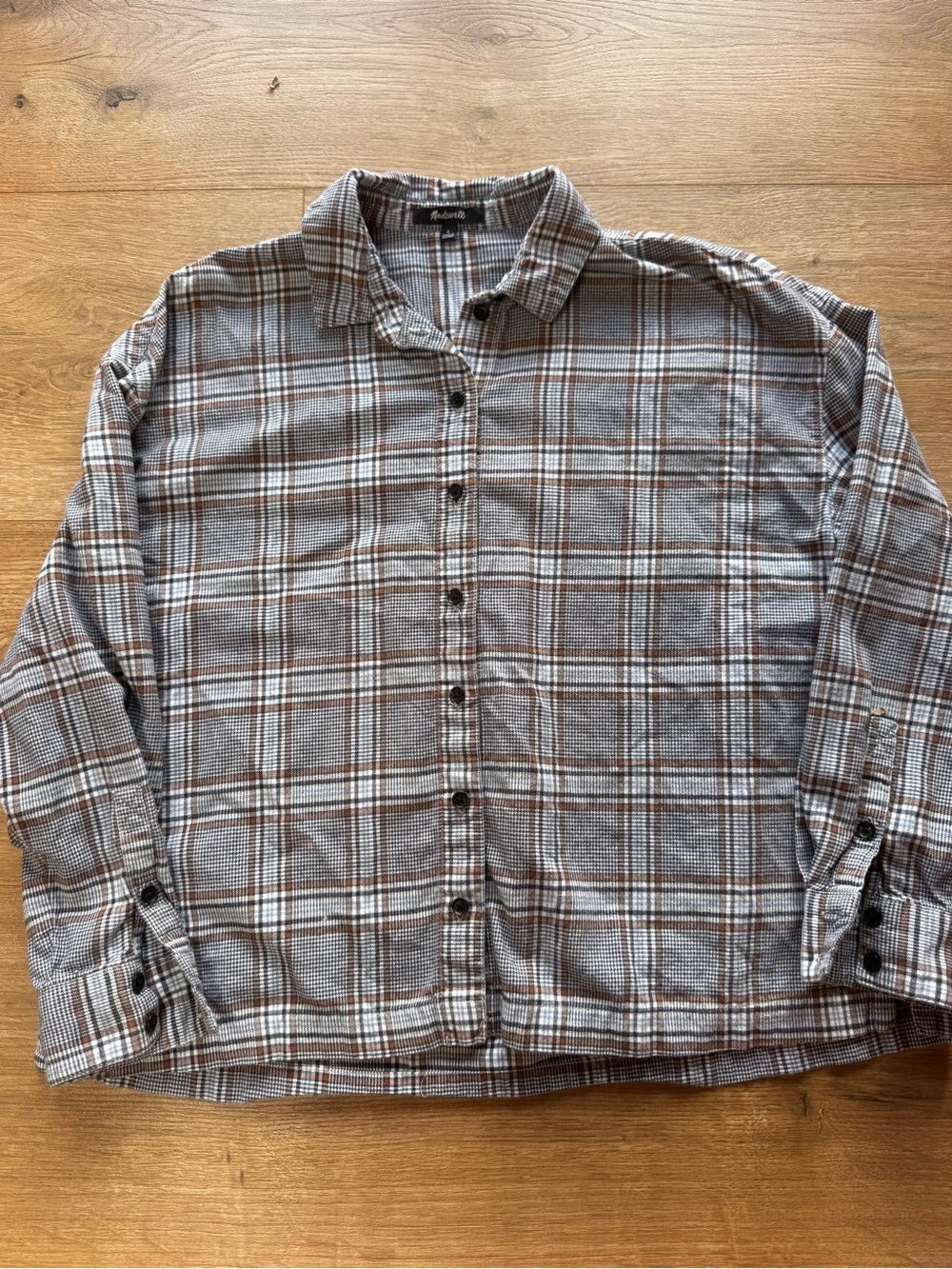 Madewell Women's Plaid Button Down cropped Shirt